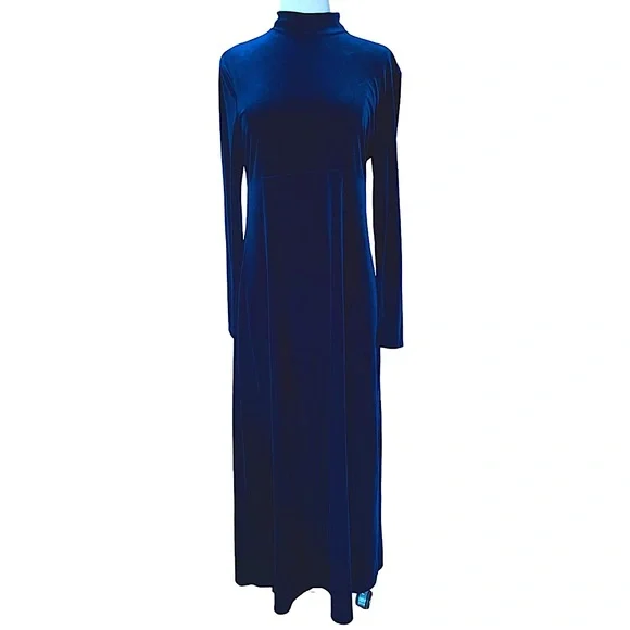 1990s My Michelle Blue Velvet Gown - Picture 1 of 6
